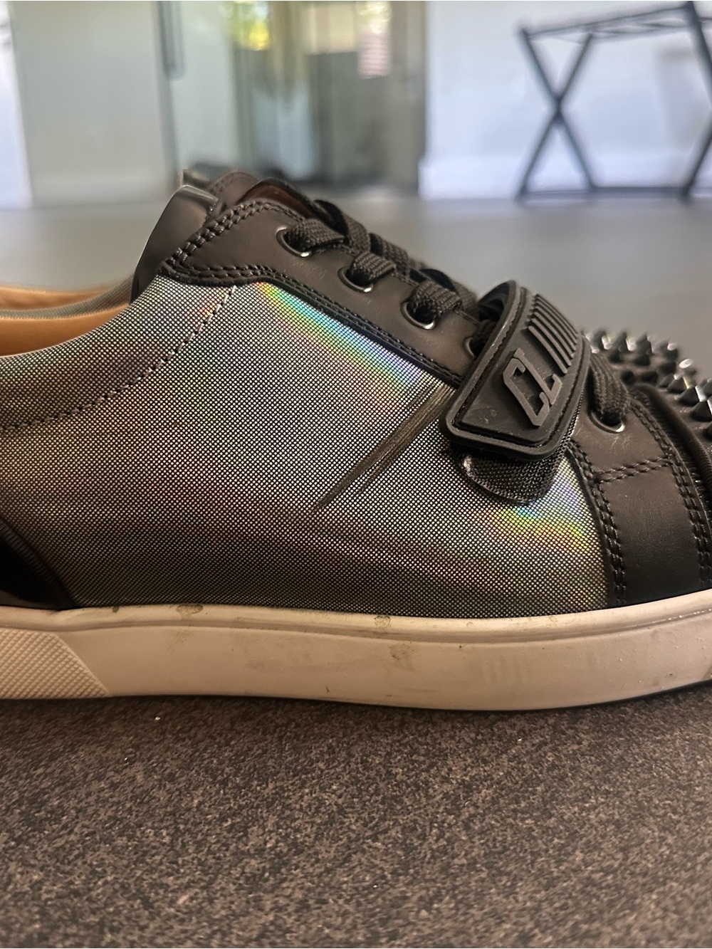 Christian Louboutin Black Iridescent Low-Top Sneakers
